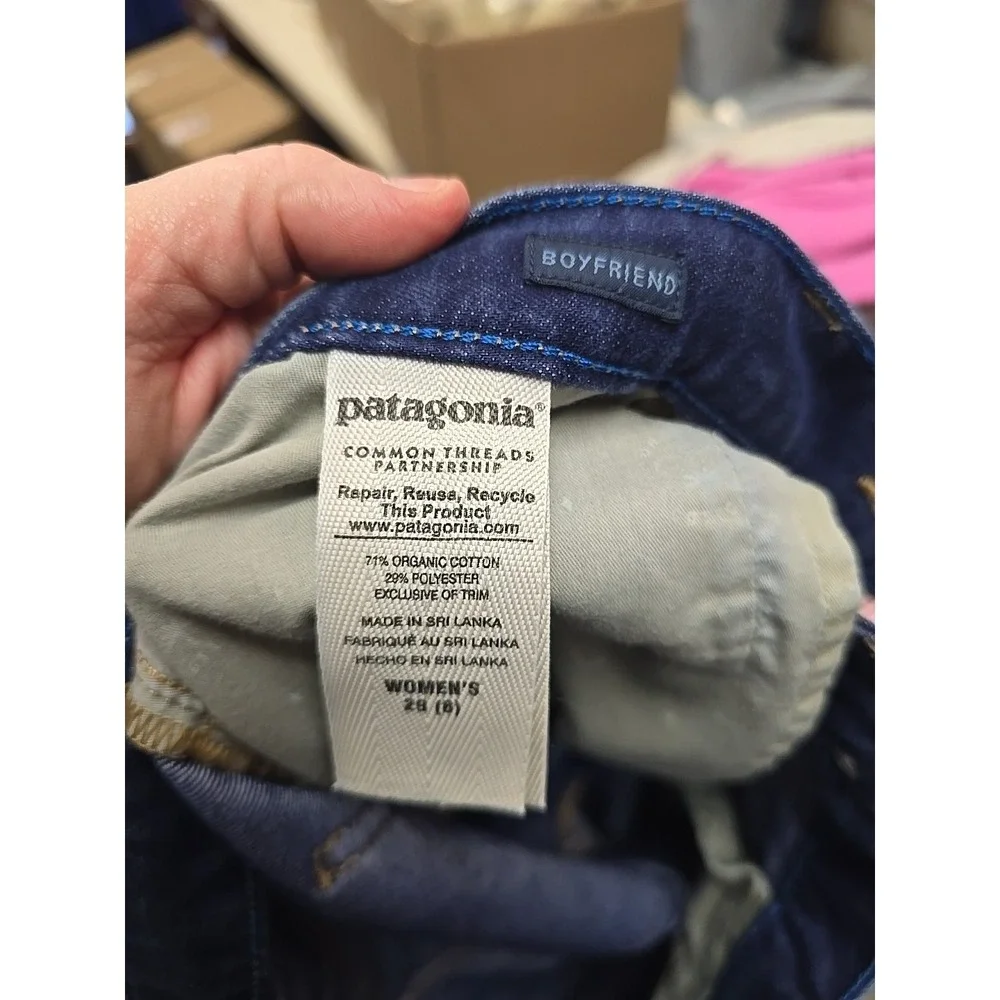 Patagonia‎ Boyfriend Jeans Womens 29 Organic Cotton Dark Wash Denim Straight